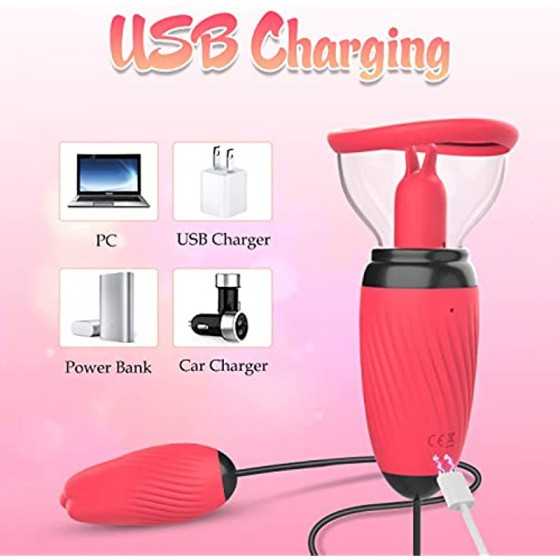 Sucking Vibrator, Clitoral Licking G Spot Bullet Vibrator with 6 Suction & 10 Vibration Modes, Nipple Breast Rose Sex Stimulator