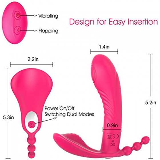 Fully-Fitted Wearable Butterfly Vibrator, G Spot Vibrator Clitoral Stimulator with 10 Flapping & Vibrating Modes, Remote Control