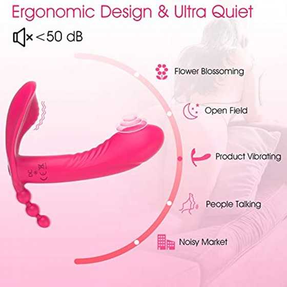 Fully-Fitted Wearable Butterfly Vibrator, G Spot Vibrator Clitoral Stimulator with 10 Flapping & Vibrating Modes, Remote Control