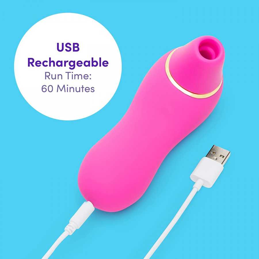 Lovehoney Thrill Pink Suction Stimulator for Women - Ladies Vibrating Toy with Rechargeable Built in Battery