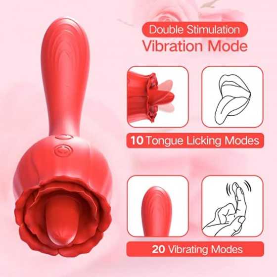 Rose Tongue Vibrator Sex Toys for Women Pleasure, Kiki’s Toy Licking Adult Vibrator Massager Adult Toy with 10 Licking & 20 Vibr