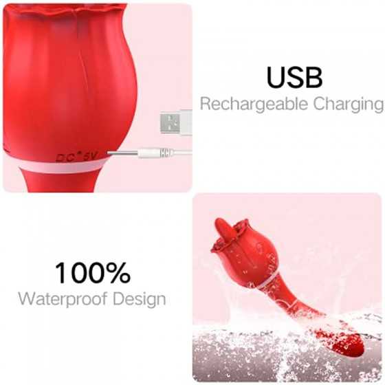 Rose Tongue Vibrator Sex Toys for Women Pleasure, Kiki’s Toy Licking Adult Vibrator Massager Adult Toy with 10 Licking & 20 Vibr