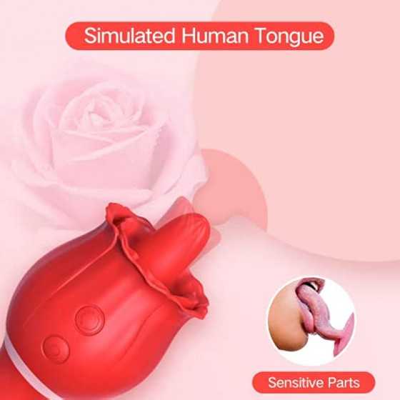 Rose Tongue Vibrator Sex Toys for Women Pleasure, Kiki’s Toy Licking Adult Vibrator Massager Adult Toy with 10 Licking & 20 Vibr