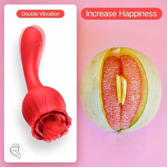 Rose Tongue Vibrator Sex Toys for Women Pleasure, Kiki’s Toy Licking Adult Vibrator Massager Adult Toy with 10 Licking & 20 Vibr