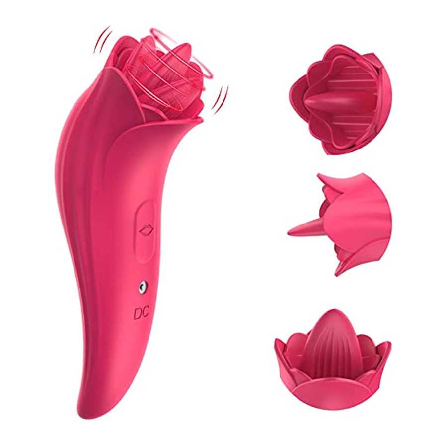 Rose Shaped Toy for Woman Clitoral Sex Toys G Spot Vibrator, SUNFOME Tongue Licking Vibrator Adult Sensory Toys Dildo Adult Sex 
