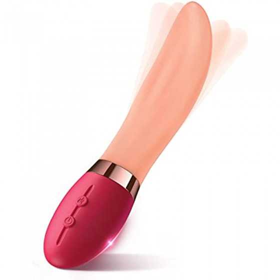 Clitoris Tongue Licking Vibrator,G-spot Nipple Stimulator wiht 10 Vibration Modes Heating Soft Dildo Vibrators USB Rechargeable,
