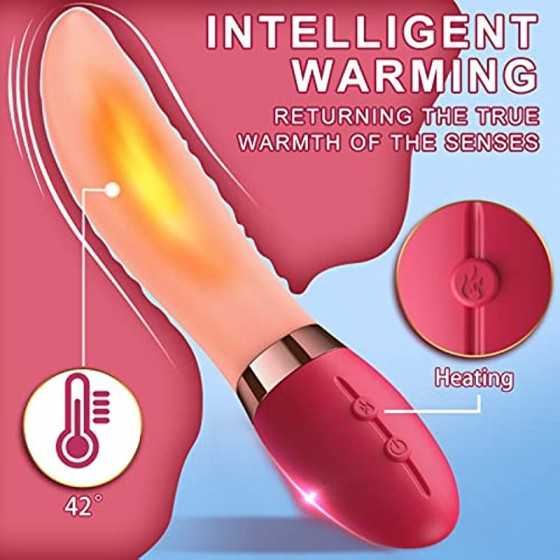 Clitoris Tongue Licking Vibrator,G-spot Nipple Stimulator wiht 10 Vibration Modes Heating Soft Dildo Vibrators USB Rechargeable,
