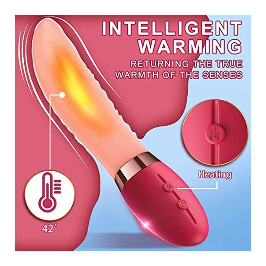 Clitoris Tongue Licking Vibrator,G-spot Nipple Stimulator wiht 10 Vibration Modes Heating Soft Dildo Vibrators USB Rechargeable,