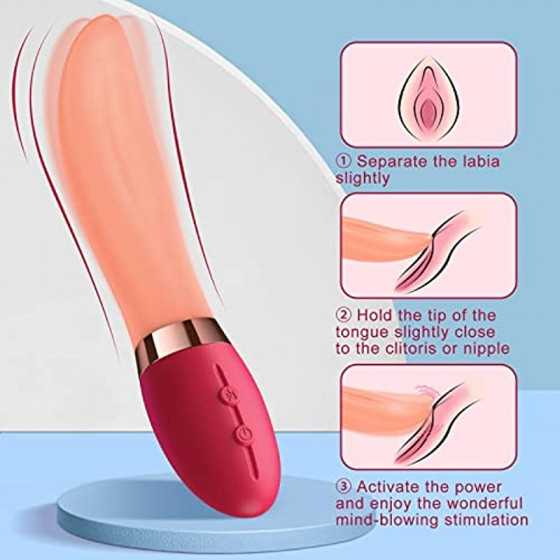 Clitoris Tongue Licking Vibrator,G-spot Nipple Stimulator wiht 10 Vibration Modes Heating Soft Dildo Vibrators USB Rechargeable,