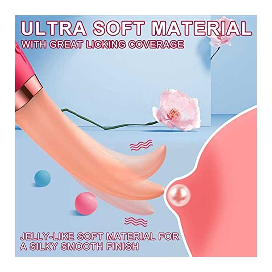 Clitoris Tongue Licking Vibrator,G-spot Nipple Stimulator wiht 10 Vibration Modes Heating Soft Dildo Vibrators USB Rechargeable,
