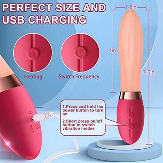 Clitoris Tongue Licking Vibrator,G-spot Nipple Stimulator wiht 10 Vibration Modes Heating Soft Dildo Vibrators USB Rechargeable,