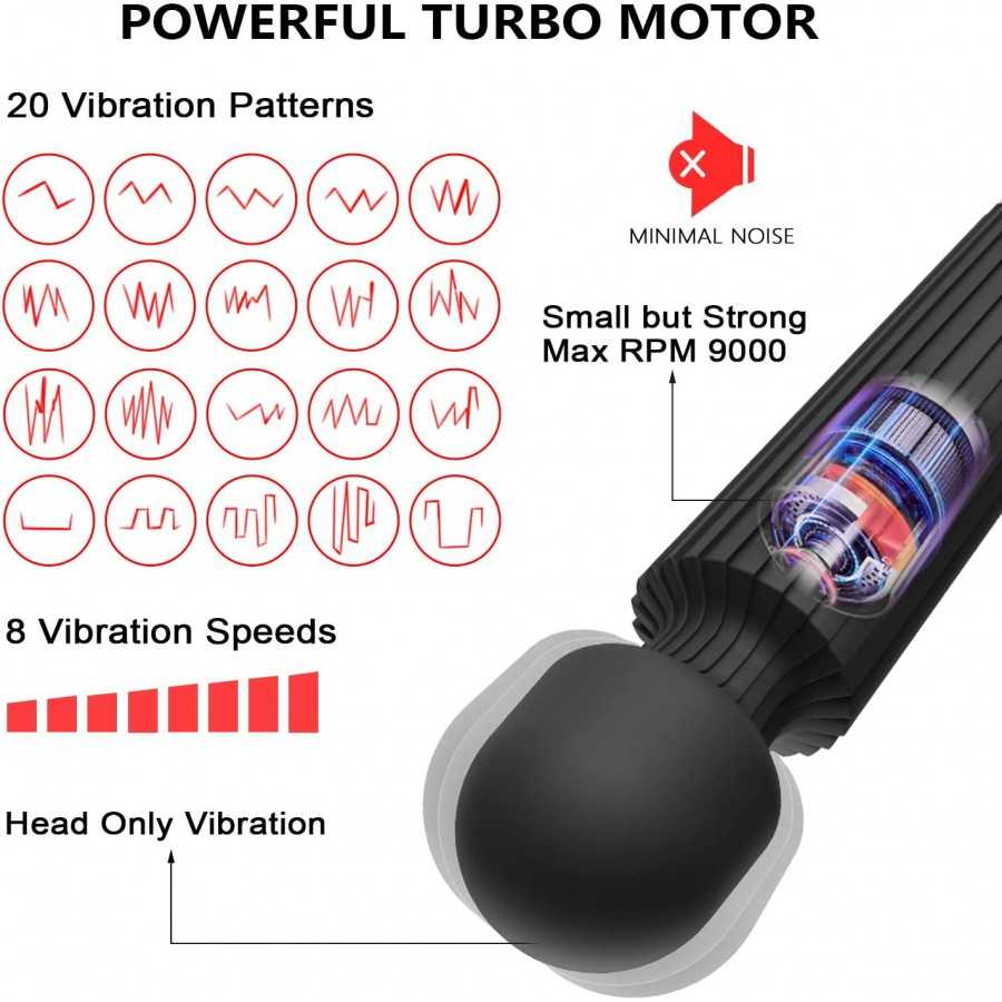 Vibrator with Memory, Cordless Sex Toy with 20 Patterns & 8 Speeds, G Spot Vibrators, Sex Toys, Dildo, Clitoris Personal Wand Ma