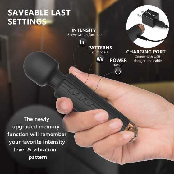 Vibrator with Memory, Cordless Sex Toy with 20 Patterns & 8 Speeds, G Spot Vibrators, Sex Toys, Dildo, Clitoris Personal Wand Ma
