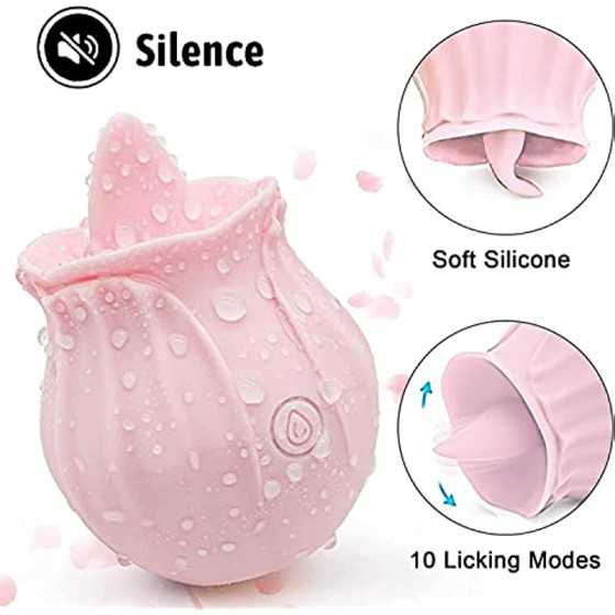 Rose Sex Toy for Women Sex - Upgrade Rose Sex Stimulator for Women with 10 Tongue Licking Modes Vibrator Adult Sex Toys for Coup