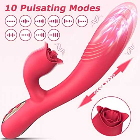 Thrusting Rabbit G Spot Vibrators Sex Toys for Woman with 10 Thrusting Modes 10 Vibration Modes Triple Stimulator Waterproof Rec