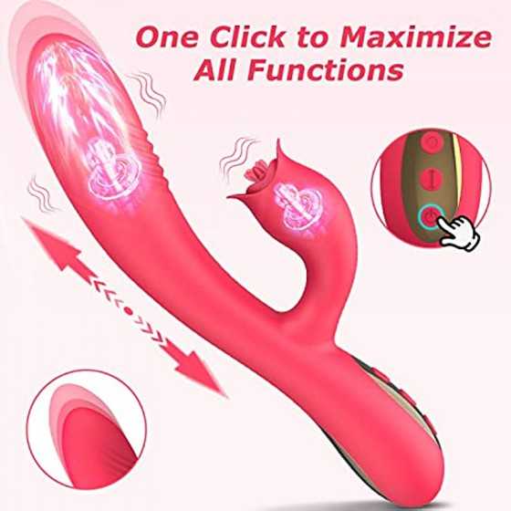 Thrusting Rabbit G Spot Vibrators Sex Toys for Woman with 10 Thrusting Modes 10 Vibration Modes Triple Stimulator Waterproof Rec