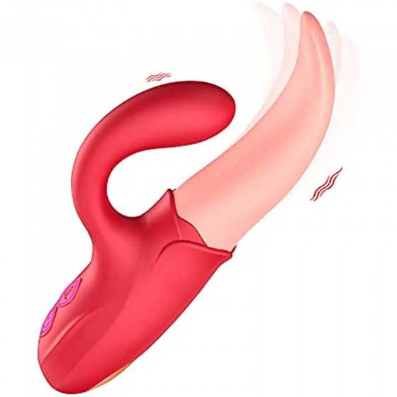 Clitoral Tongue Licking Vibrator, Rose Toy 2 in 1 for Women,G-spot Nipple Stimulator with 10 Vibration Modes Dildo Vibrators Adu