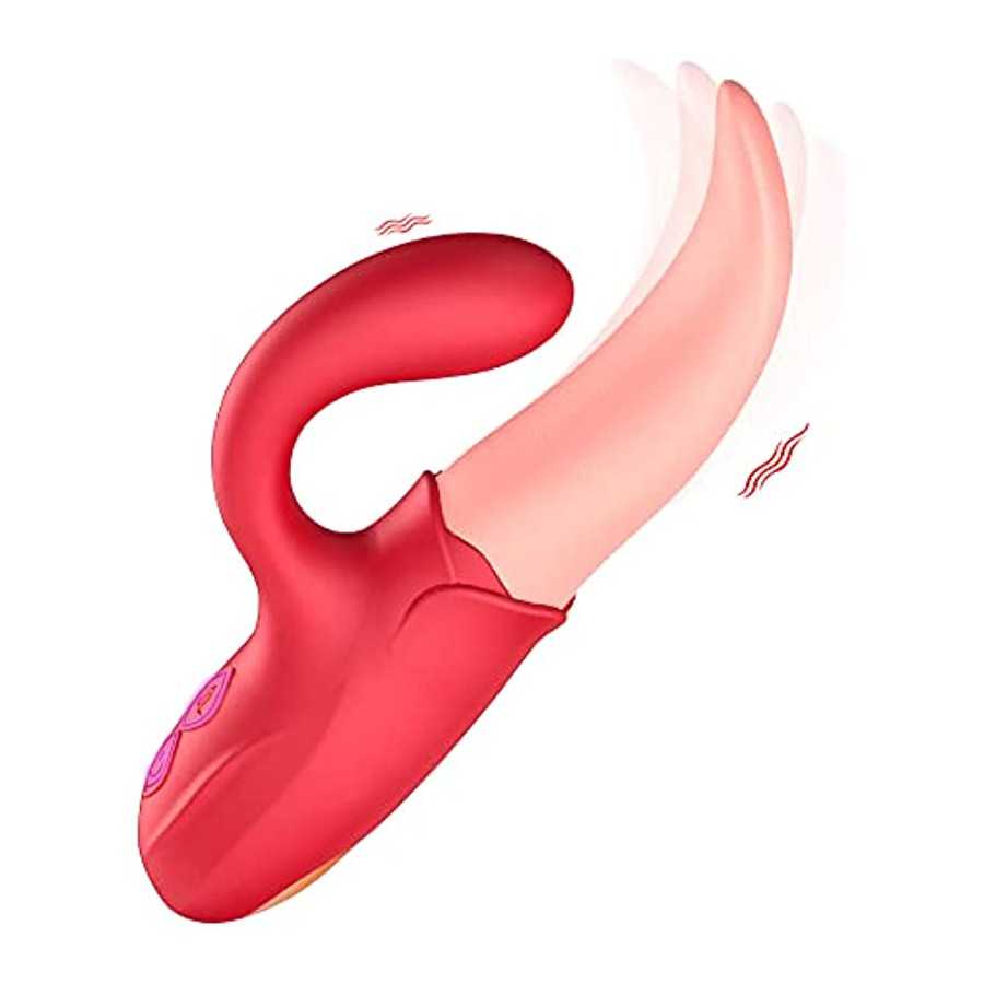 Clitoral Tongue Licking Vibrator, Rose Toy 2 in 1 for Women,G-spot Nipple Stimulator with 10 Vibration Modes Dildo Vibrators Adu