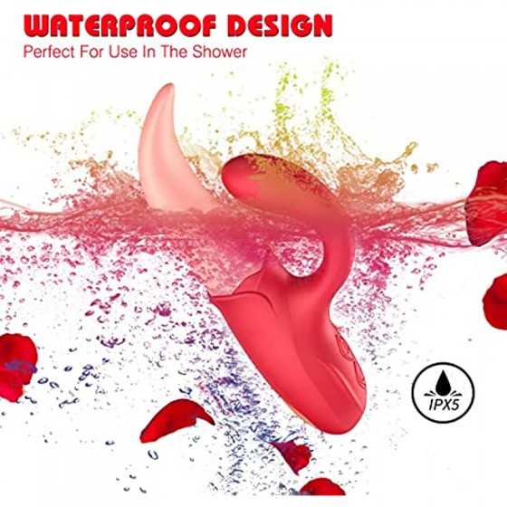 Clitoral Tongue Licking Vibrator, Rose Toy 2 in 1 for Women,G-spot Nipple Stimulator with 10 Vibration Modes Dildo Vibrators Adu