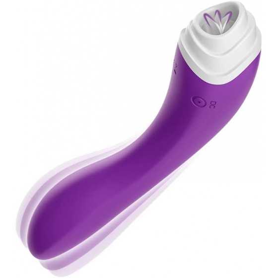 2 in 1 Tongue Licking And G Spot Dildo Vibrator- With Heating Function Nine Tongue Licking Vibration Modes, Nipples Clit Vagina 