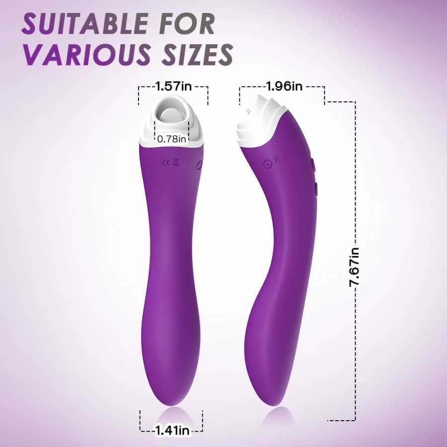 2 in 1 Tongue Licking And G Spot Dildo Vibrator- With Heating Function Nine Tongue Licking Vibration Modes, Nipples Clit Vagina 