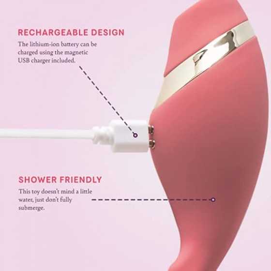 The Adventurer Air Pressure Vibrator | Rechargeable & Shower-Friendly | Made with Velvet Soft Silicone | 5 Air Sensations & 10 V