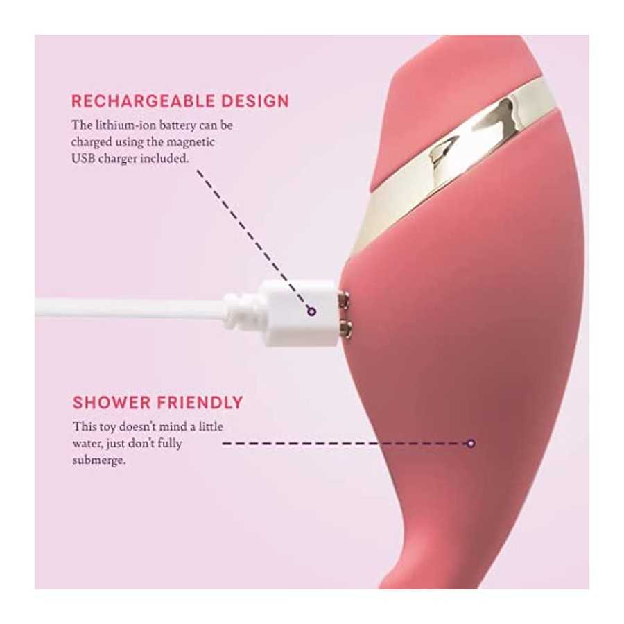 The Adventurer Air Pressure Vibrator | Rechargeable & Shower-Friendly | Made with Velvet Soft Silicone | 5 Air Sensations & 10 V