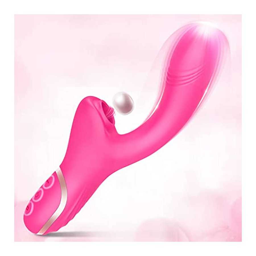 G Spot Clitoral Vibrator with 10 Licking & Vibrating Modes, Banenu Rose Toy Dual Stimulation Tongue Licking Dildo Vibrator Clito
