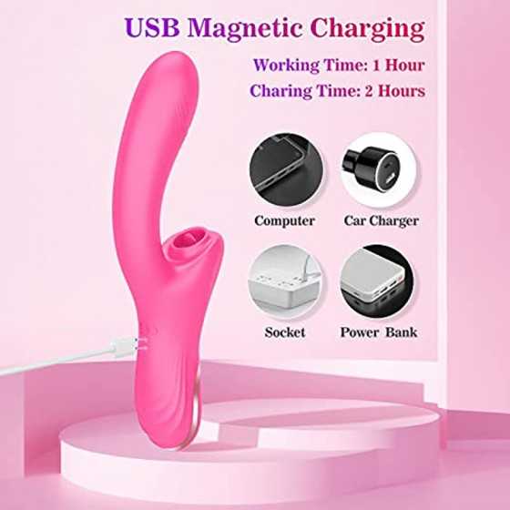 G Spot Clitoral Vibrator with 10 Licking & Vibrating Modes, Banenu Rose Toy Dual Stimulation Tongue Licking Dildo Vibrator Clito