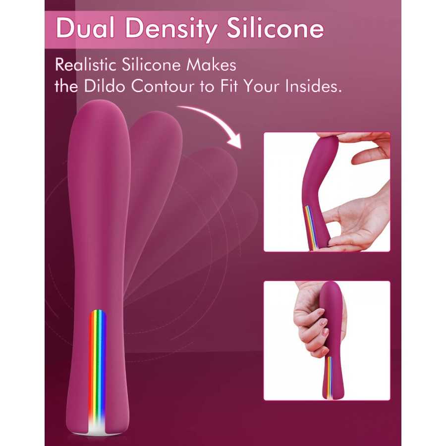 G Spot Dildo Vibrator - MOOLIGIRL Vibrating Wand Clitoral Vibrator with 11 Vibration Modes, Rose Sex Personal Massager Clitoral 