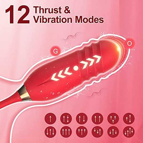 Rose Toy for Women, G Spot Thrusting Dildo Vibrator Adult Sex Toys for Clitoris Stimulation with Tongue Licking Vibration Clitor