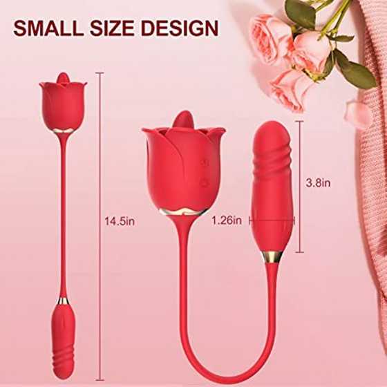 Rose Toy for Women, G Spot Thrusting Dildo Vibrator Adult Sex Toys for Clitoris Stimulation with Tongue Licking Vibration Clitor