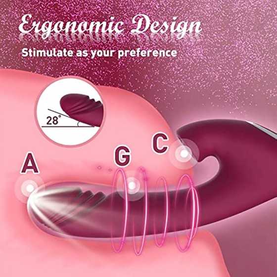 Clitoral Vibrator Wiggling G Spot Vibrator, Clit Vaginal Stimulator Realistic Dildo with 7 Flapping & Vibrating Modes, Rechargea