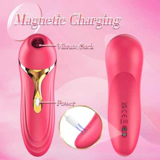 Clitoral Sucking,Women Vibrator Sex Toys,Clit Nipple Stimulation with 3 Pulse Pure Suction Intensity,G spot Dildo Vibrator Rose 