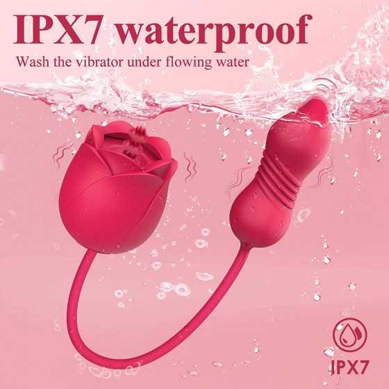 Rose Sex Stimulator for Women - 9 Thrusting & 9 Flapping Adult Sex Toys & Games, Rose Toy Dildo G Spot Vibrator with Anal Butt P