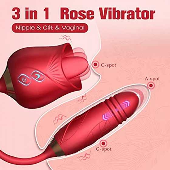 Rose Sex Stimulator for Women, Rose Toys Woman Sex Thrusting and Licking, Rose Adult Sex Toys Games Clitoral Tongue Thrusting G 