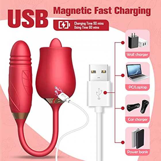 Rose Sex Stimulator for Women, Rose Toys Woman Sex Thrusting and Licking, Rose Adult Sex Toys Games Clitoral Tongue Thrusting G 