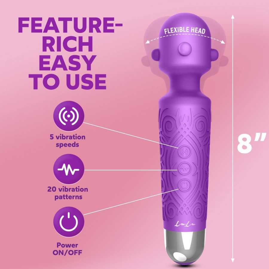 LuLu 7 Powerful Handheld Electric Back Massager for Women - Strong Personal Magic Massage for Sports Recovery, Muscle Aches, & B