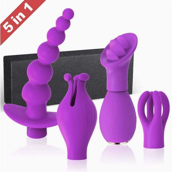 G-spot Massage Vibrator 10 Vibration Modes Clitoral Stimulation Backyard Massage Adult Sex Toys 5 Pcs Set for Couples Play(Black