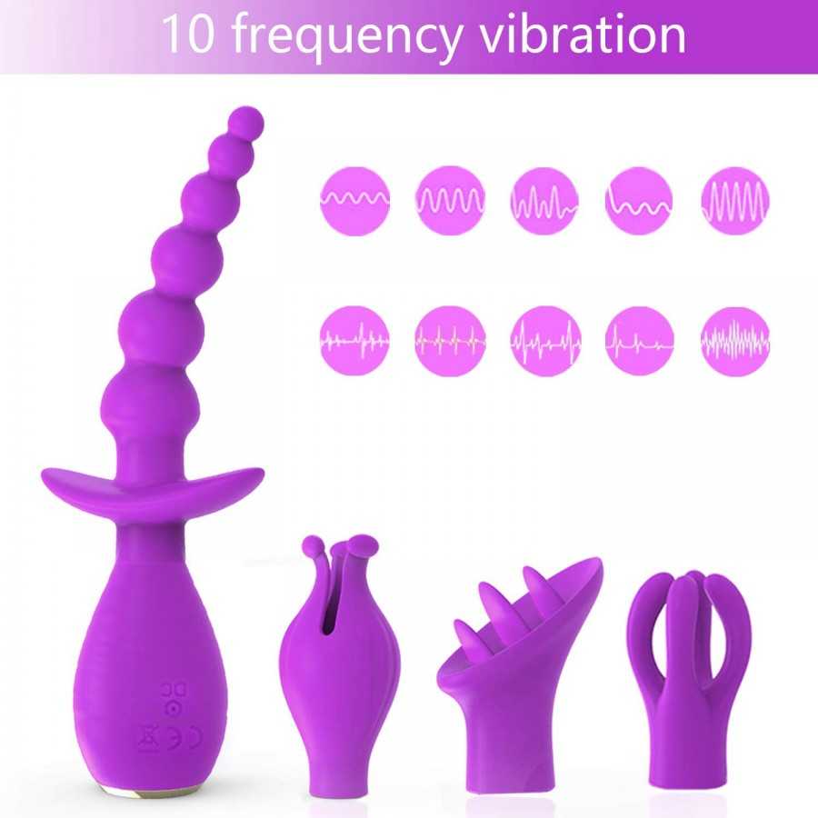 G-spot Massage Vibrator 10 Vibration Modes Clitoral Stimulation Backyard Massage Adult Sex Toys 5 Pcs Set for Couples Play(Black