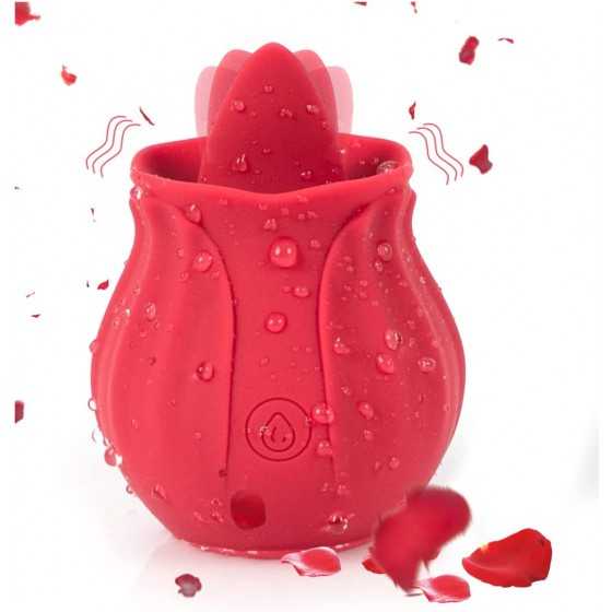 Rose Sex Toy for Women - Woman Pleasure Tongue Licking Mini Clitoral Vibrator Stimulator with 10 Vibrating Pleasure for Clitoris