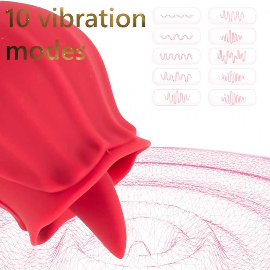 Rose Sex Toy for Women - Woman Pleasure Tongue Licking Mini Clitoral Vibrator Stimulator with 10 Vibrating Pleasure for Clitoris