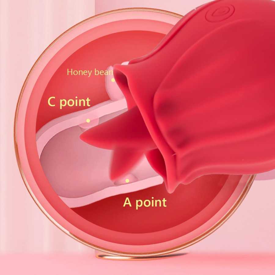Rose Sex Toy for Women - Woman Pleasure Tongue Licking Mini Clitoral Vibrator Stimulator with 10 Vibrating Pleasure for Clitoris