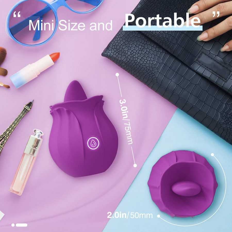 Rose Sex Toy for Woman - Clitoral Rose Sex Stimulator for Women with 9 Tongue Licking & Vibrating Modes, G Spot Rose Vibrators A