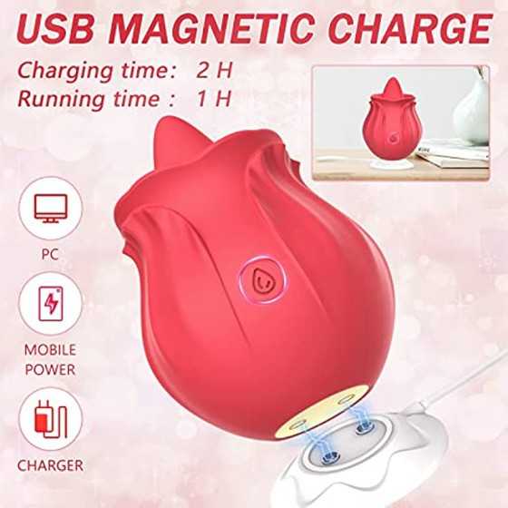 2022 Rose Toy for Women - Small Rose Vibrator Sex Stimulator Personal Massager for Women, Rose Tongue Licking Toy with 10 Modes,