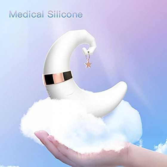 Moon Vibrator for Female,2 in 1 Air Pulse Clitoral Nipple Stimulation Massager,Suitable for Women and Couples G-Spot Pleasure