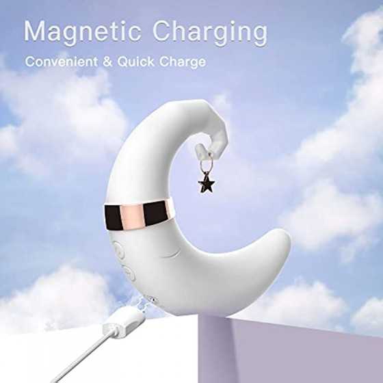Moon Vibrator for Female,2 in 1 Air Pulse Clitoral Nipple Stimulation Massager,Suitable for Women and Couples G-Spot Pleasure