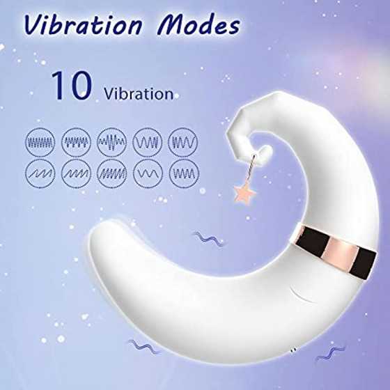 Moon Vibrator for Female,2 in 1 Air Pulse Clitoral Nipple Stimulation Massager,Suitable for Women and Couples G-Spot Pleasure