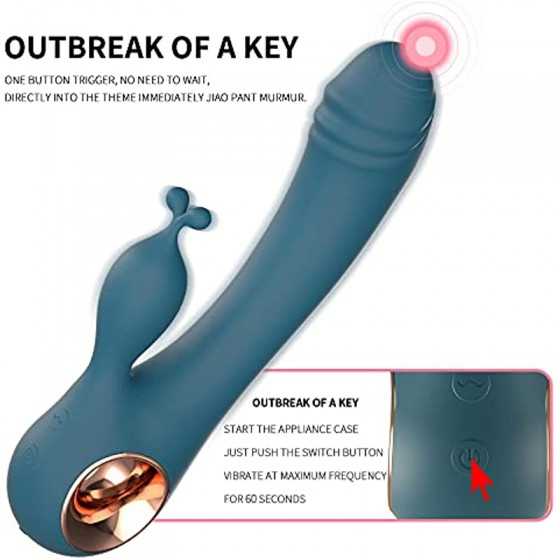 Rabbit Vibrator Sex Toys for Women, G Spot Vibrator Dildo with Bunny Ears 10 Vibrations and One-Click Enhanced Mode, Waterproof 
