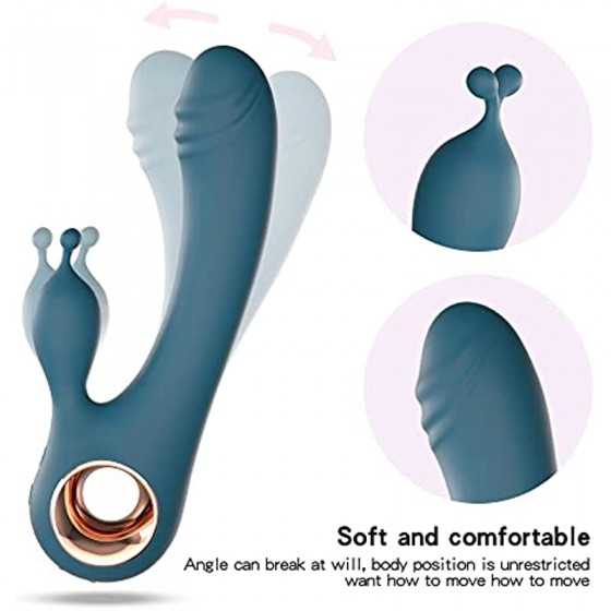 Rabbit Vibrator Sex Toys for Women, G Spot Vibrator Dildo with Bunny Ears 10 Vibrations and One-Click Enhanced Mode, Waterproof 